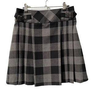Nass Woman Pleated Mini Skirt Sz 4 Black Grey Check Plaid Unlined Academia EUC